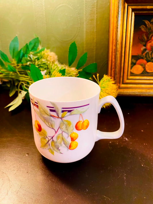 Yellow Fruit & Leaf Ceramic Mug White 1 Piece 10cm