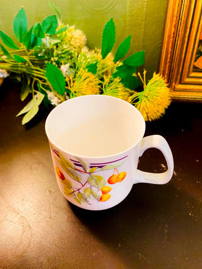 Yellow Fruit & Leaf Ceramic Mug White 1 Piece 10cm
