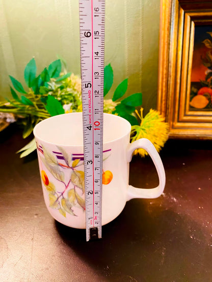Yellow Fruit & Leaf Ceramic Mug White 1 Piece 10cm