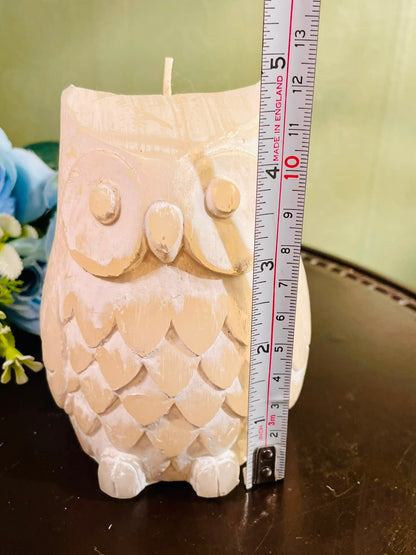 Waitrose Owl Pillar Candle – Cream Decorative Bird-Shaped Candle, Approx. 30-Hour Burn
