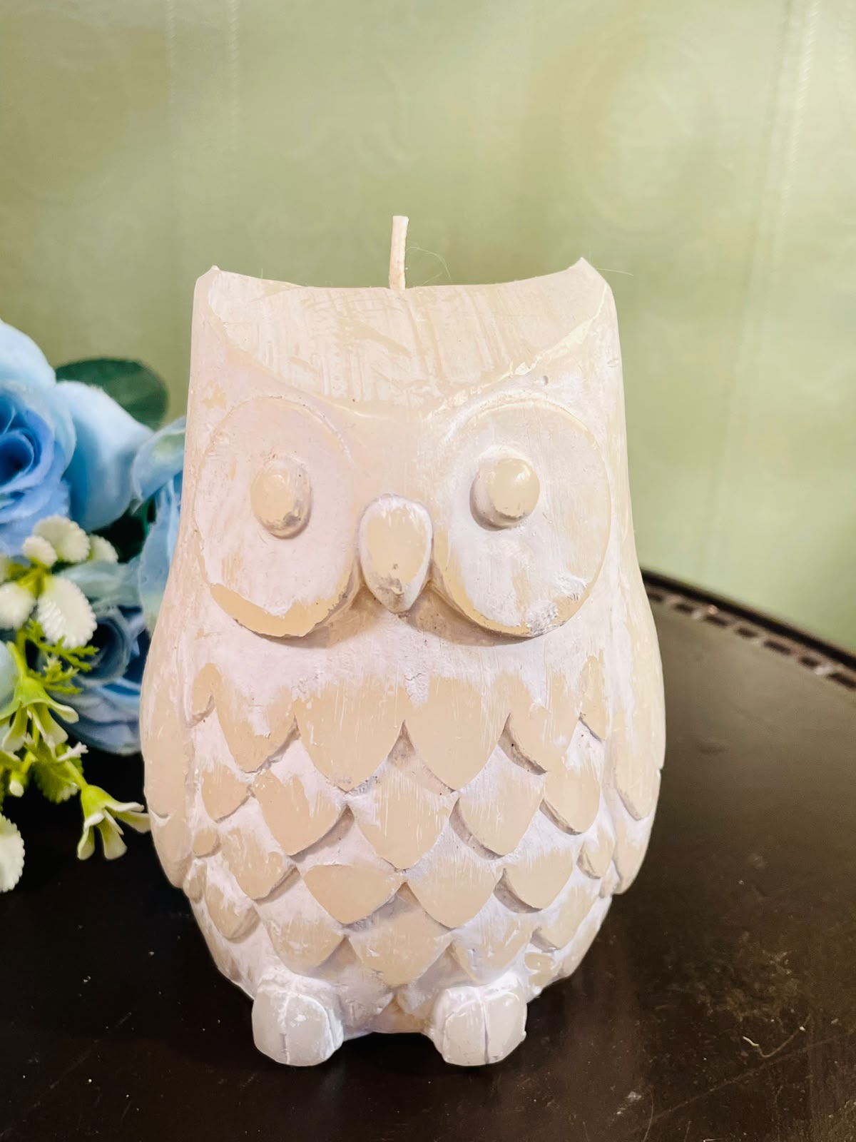 Waitrose Owl Pillar Candle – Cream Decorative Bird-Shaped Candle, Approx. 30-Hour Burn