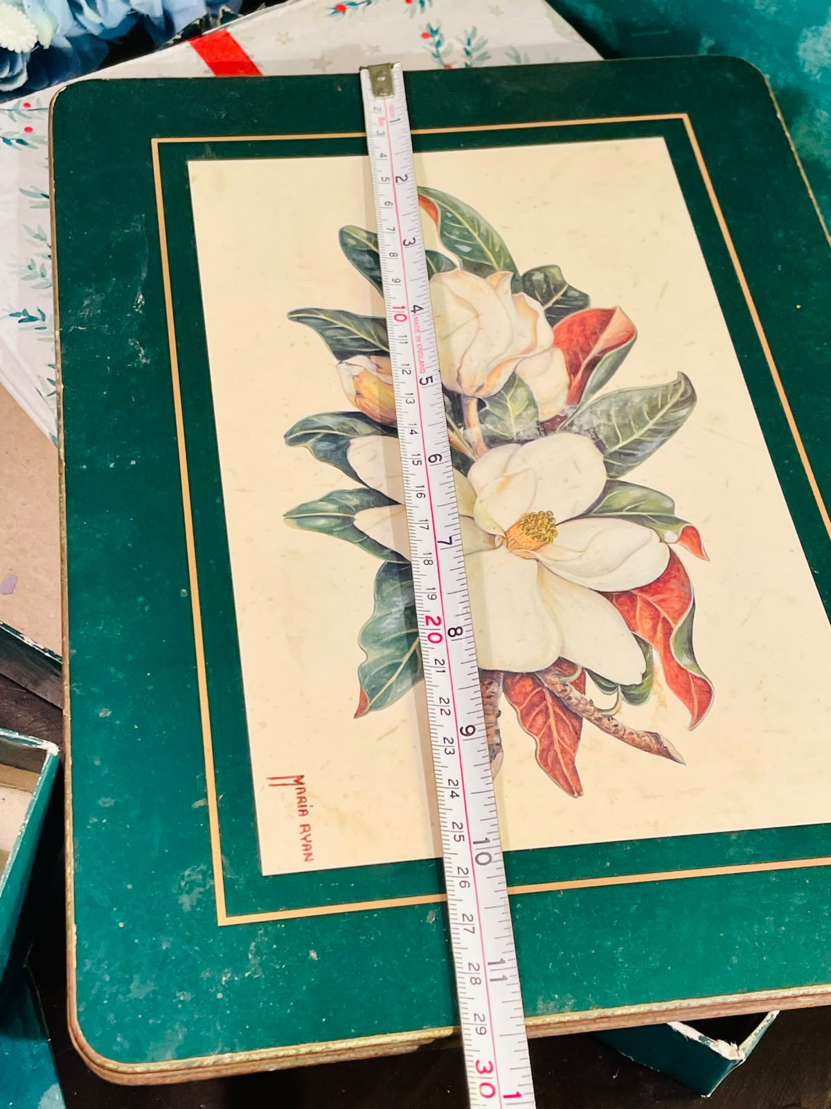 Cloverleaf Traditional Table Mats & Coasters Set – Magnolia Floral Design, 6 Placemats & 6 Coasters with Original Box