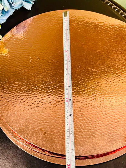 Set of 4 Hammered Copper-Tone Charger Plates – 30 cm Round Decorative Table Plates