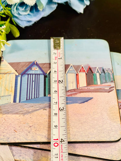 Beach Hut Photo Coasters Set of 6 Approx. 10cm