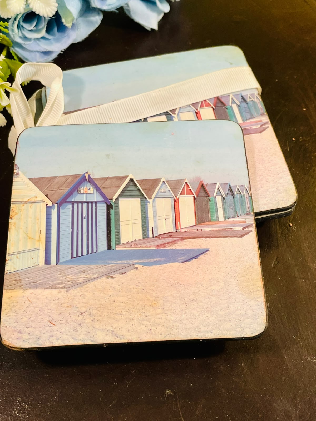 Beach Hut Photo Coasters Set of 6 Approx. 10cm