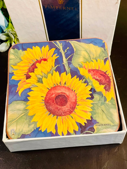 Pimpernel Sunflower Coasters Set of 6 Approx. 11cm