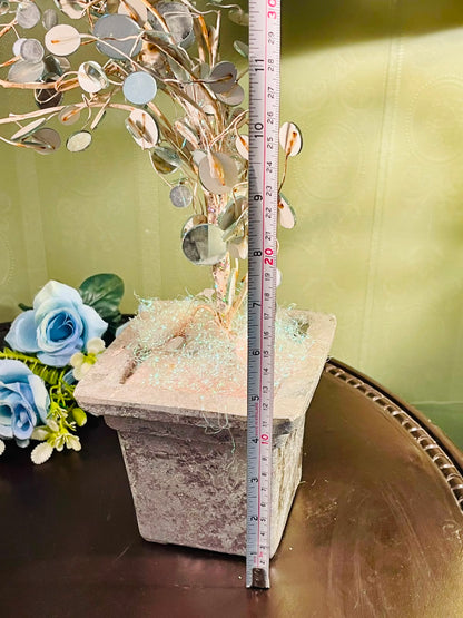 Silver Disc Decorative Tree in Square Planter Approx. 30cm