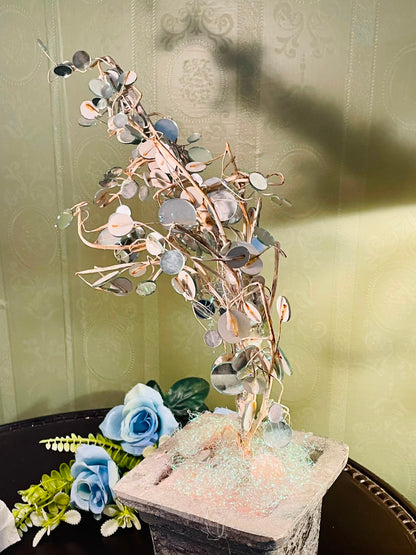 Silver Disc Decorative Tree in Square Planter Approx. 30cm