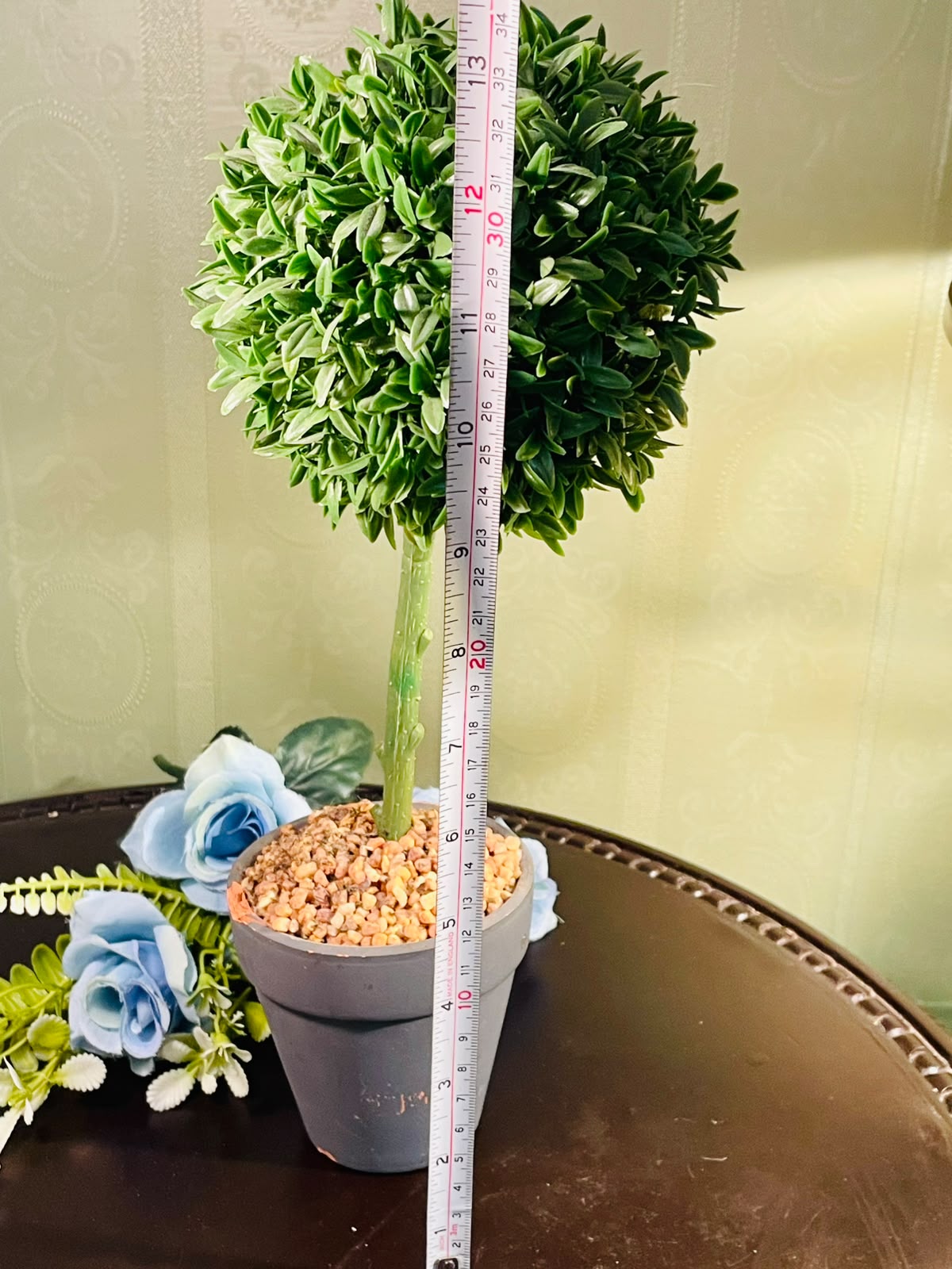 Artificial Green Topiary Tree in Grey Planter Approx. 34cm