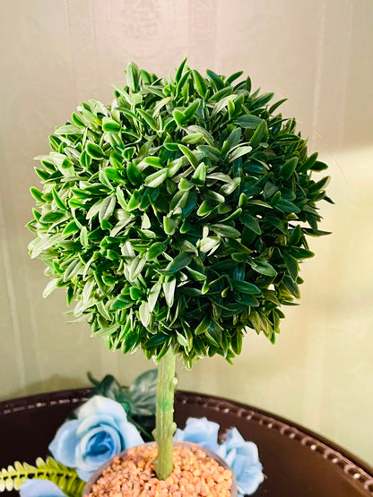 Artificial Green Topiary Tree in Grey Planter Approx. 34cm