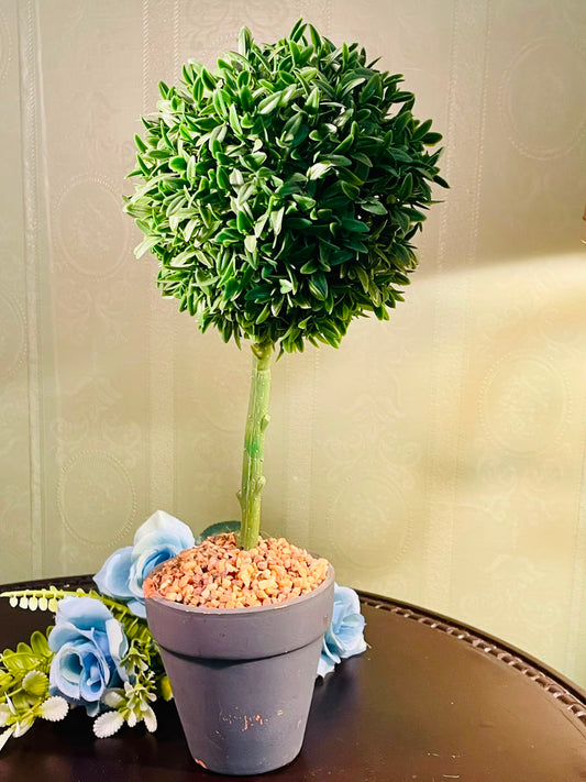Artificial Green Topiary Tree in Grey Planter Approx. 34cm