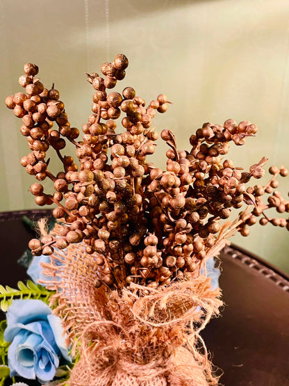 Rustic Artificial Berry Arrangement in Burlap Pot Approx. 23cm