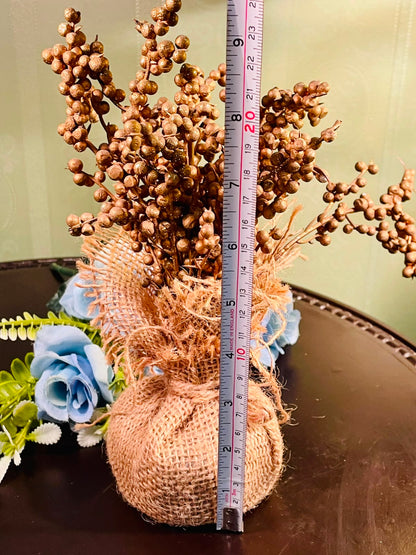 Rustic Artificial Berry Arrangement in Burlap Pot Approx. 23cm