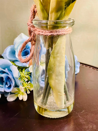 Clear Crystal Vase with Yellow Tulips Approx. 26cm