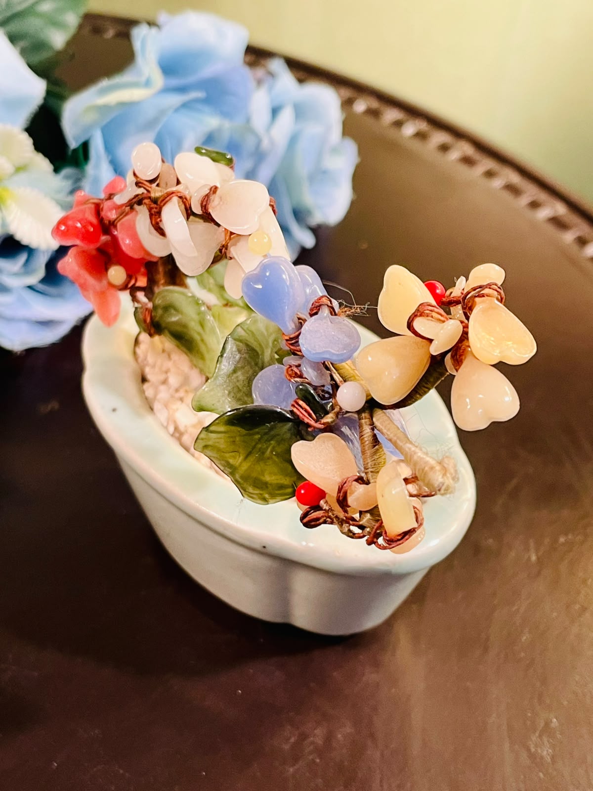 Decorative Stone Chip Tree in Pale Green Planter 12cm