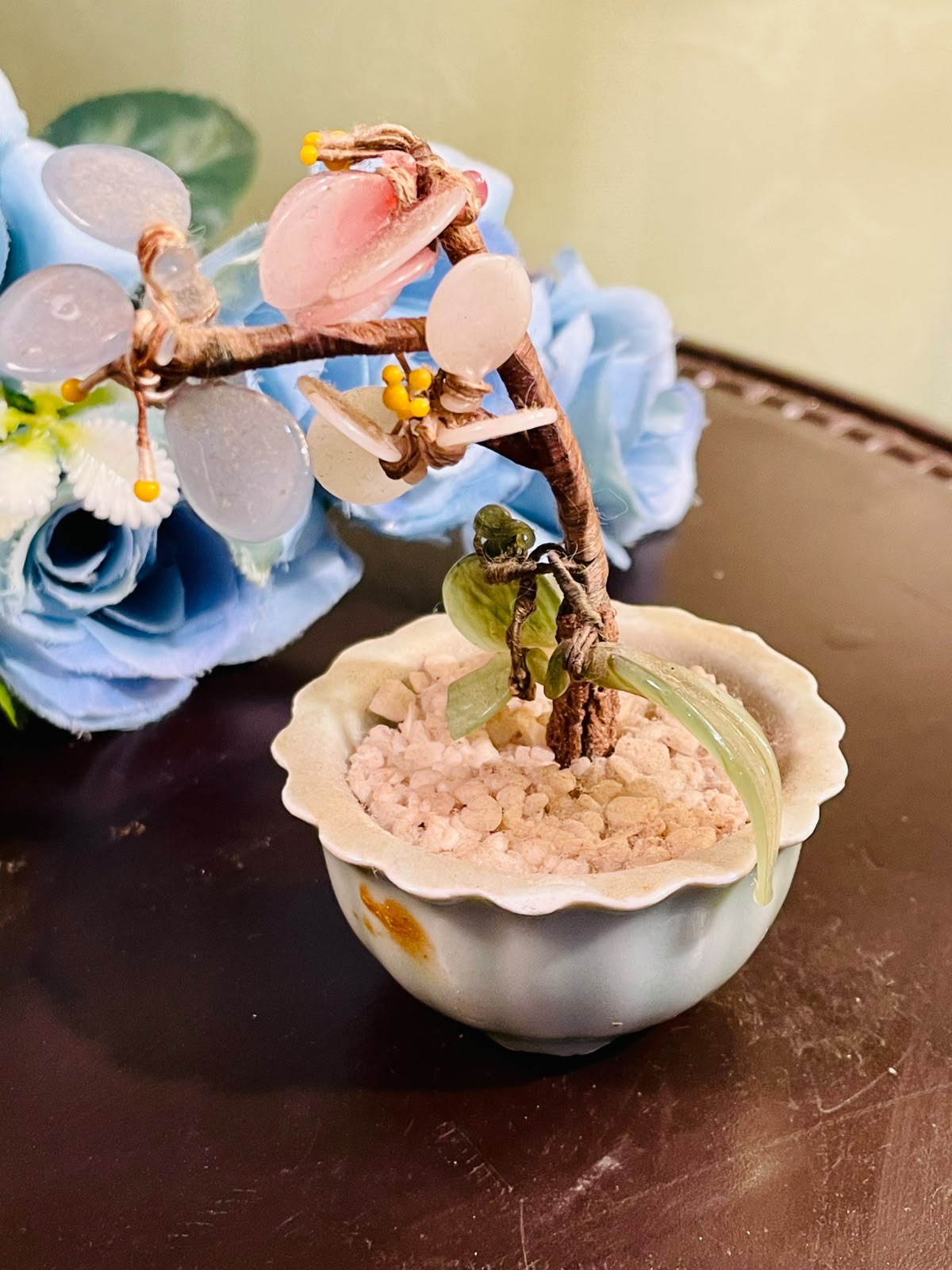 Pink Stone Chip Decorative Tree in Ceramic Planter 10cm