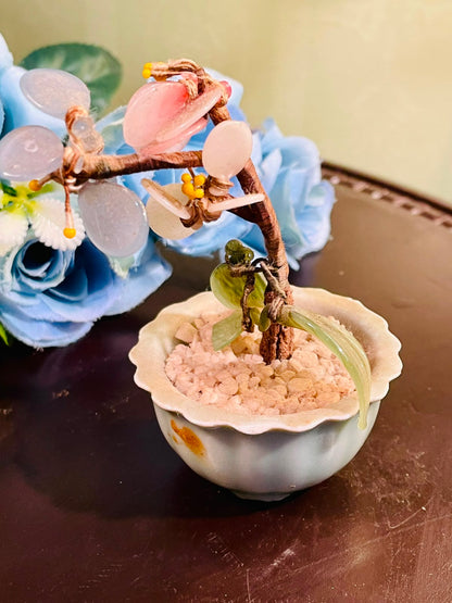 Pink Stone Chip Decorative Tree in Ceramic Planter 10cm