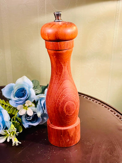 Wooden Pepper Mill with Silver-Tone Knob Approx. 21cm