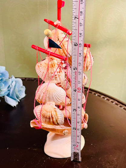Handcrafted Seashell Sailboat Ornament 20cm – Coastal Nautical Decor