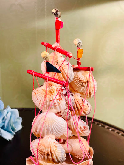 Handcrafted Seashell Sailboat Ornament 20cm – Coastal Nautical Decor