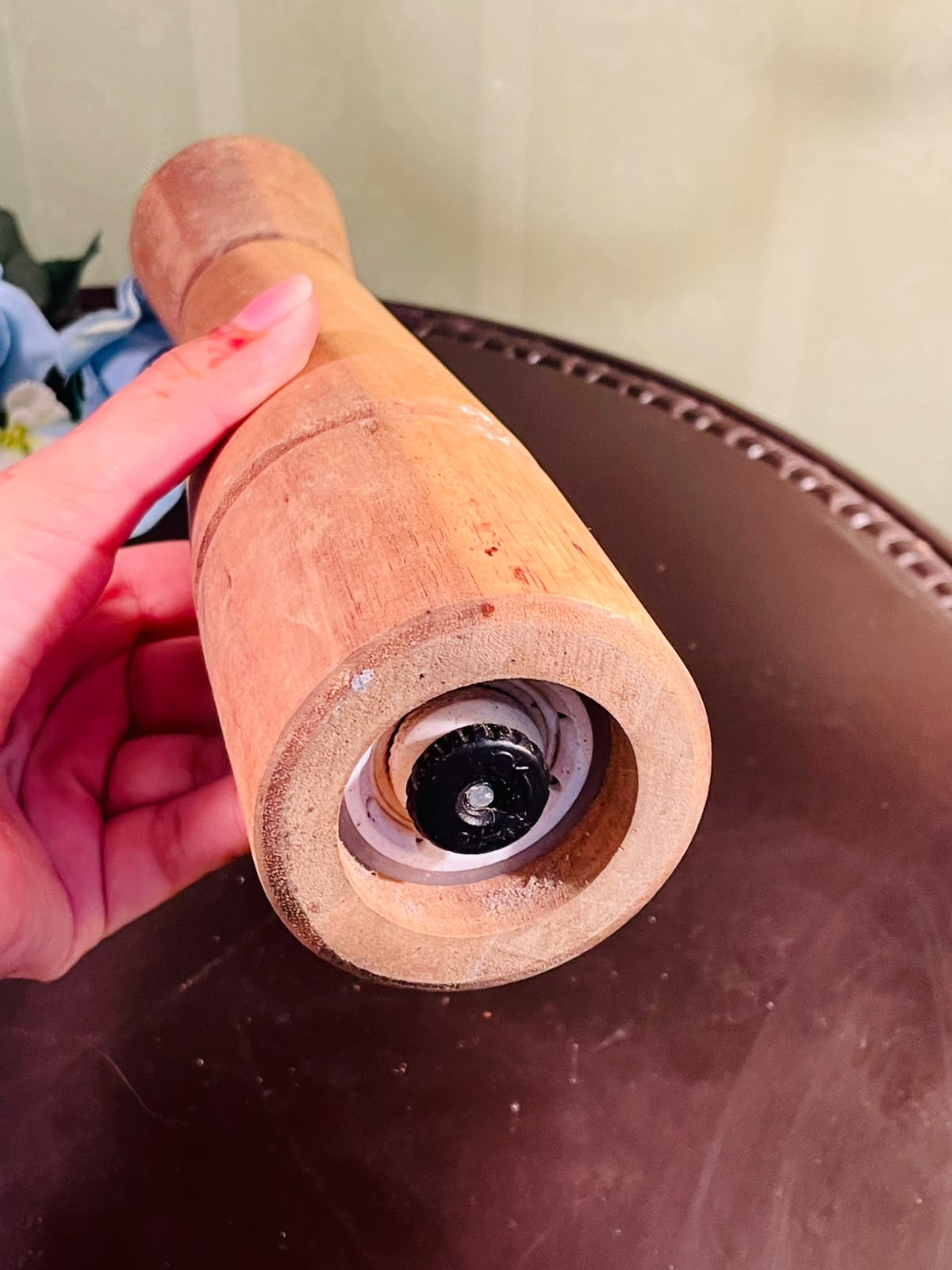 Tall Wooden Pepper Mill Natural Finish Approx. 28cm