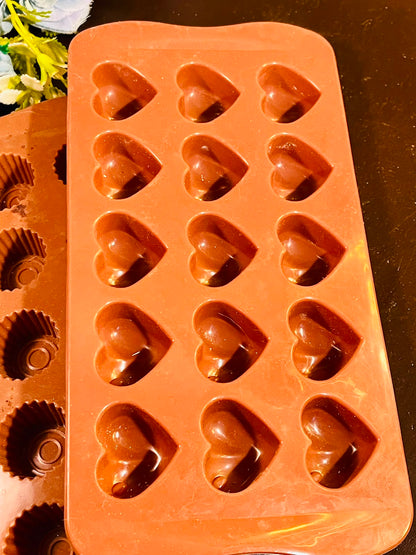 Set of 3 Silicone Chocolate & Mini Baking Moulds – Hearts, Flowers & Cupcakes