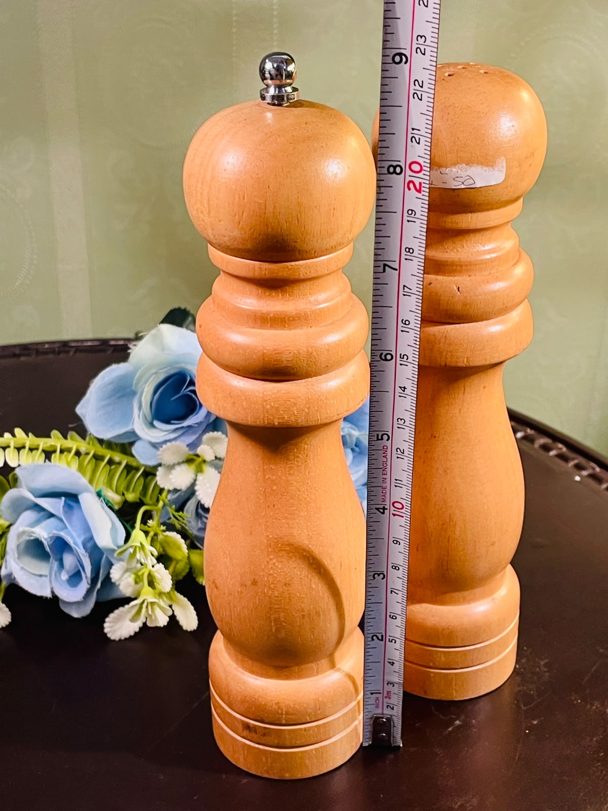 Vintage Wooden Salt & Pepper Mills Set of 2, 9 Inch