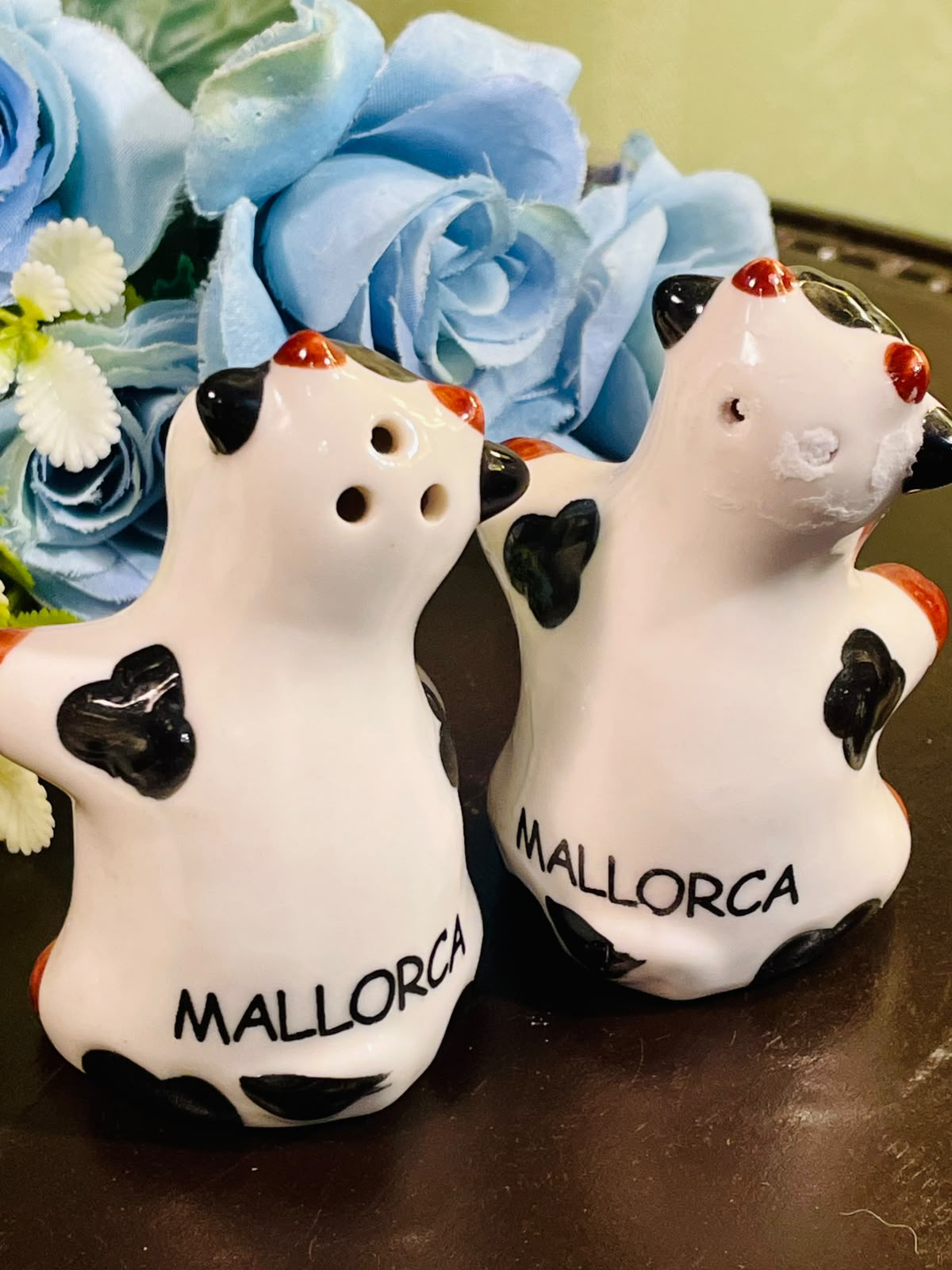 Mallorca Cow Ceramic Salt & Pepper Shakers Set of 2, 4 Inch