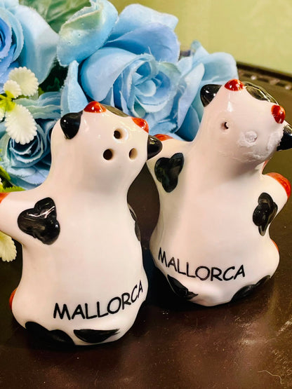 Mallorca Cow Ceramic Salt & Pepper Shakers Set of 2, 4 Inch