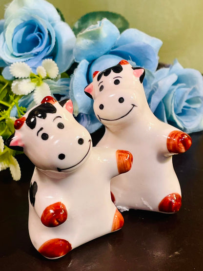 Mallorca Cow Ceramic Salt & Pepper Shakers Set of 2, 4 Inch