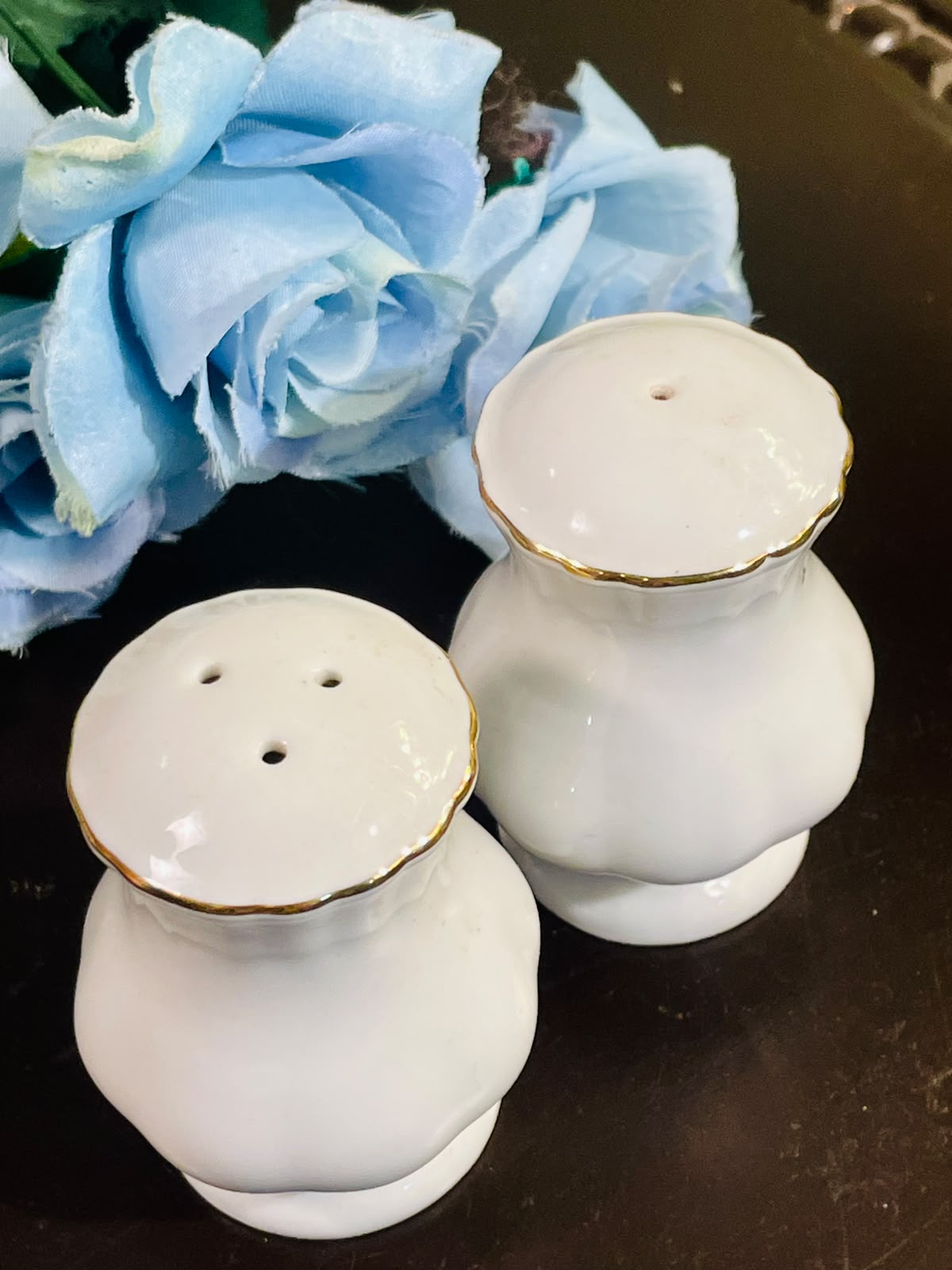 Vintage White Ceramic Salt & Pepper Shakers Set of 2, 3 Inch