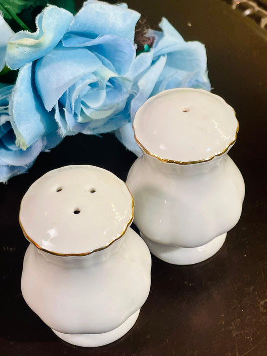 Vintage White Ceramic Salt & Pepper Shakers Set of 2, 3 Inch
