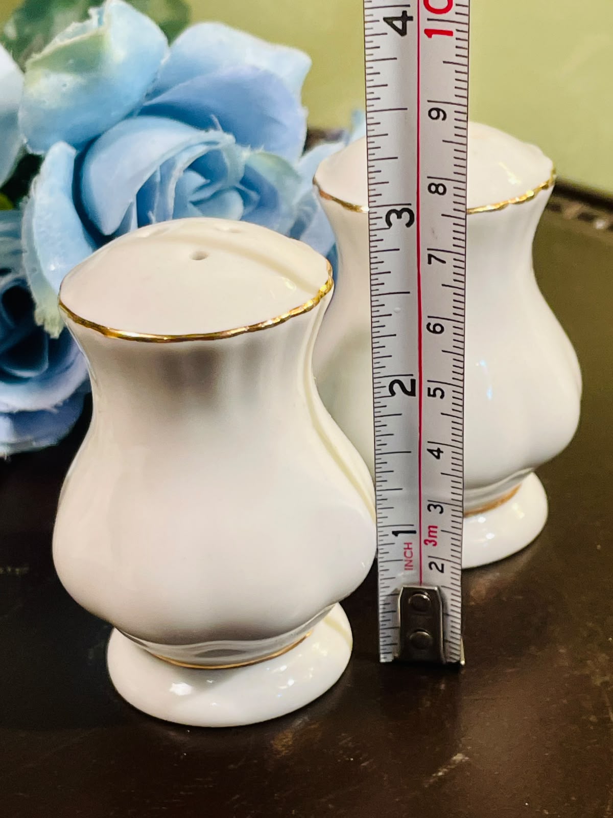 Vintage White Ceramic Salt & Pepper Shakers Set of 2, 3 Inch