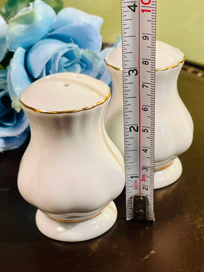 Vintage White Ceramic Salt & Pepper Shakers Set of 2, 3 Inch
