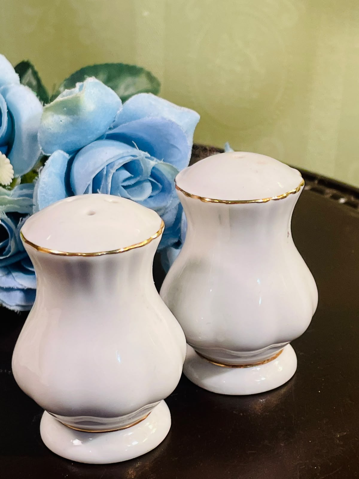 Vintage White Ceramic Salt & Pepper Shakers Set of 2, 3 Inch