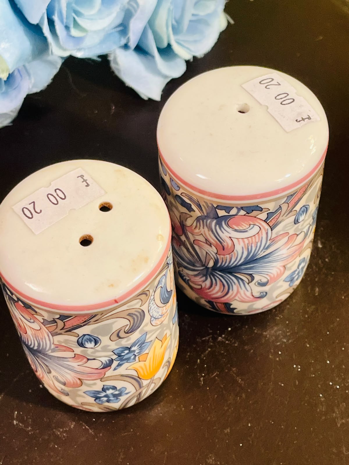Vintage Floral Ceramic Salt & Pepper Shakers Set of 2, 3 Inch