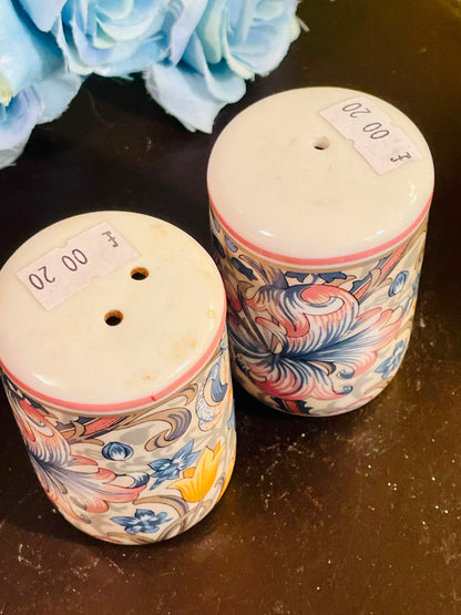 Vintage Floral Ceramic Salt & Pepper Shakers Set of 2, 3 Inch