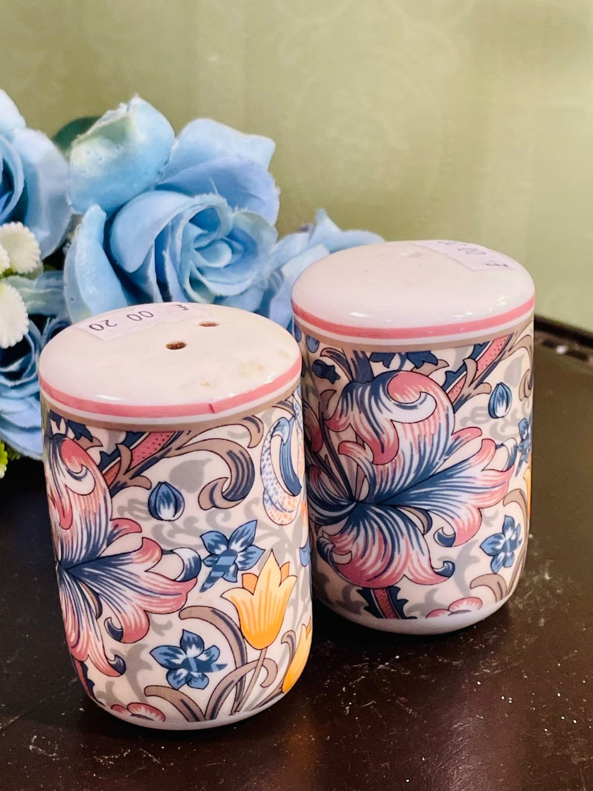Vintage Floral Ceramic Salt & Pepper Shakers Set of 2, 3 Inch