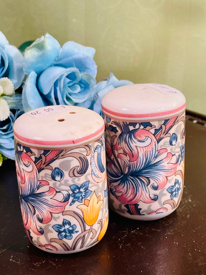 Vintage Floral Ceramic Salt & Pepper Shakers Set of 2, 3 Inch