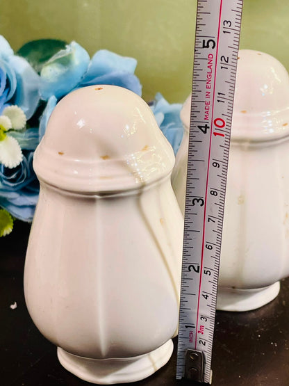 Vintage White Ceramic Salt & Pepper Shakers Set of 2, 4 Inch