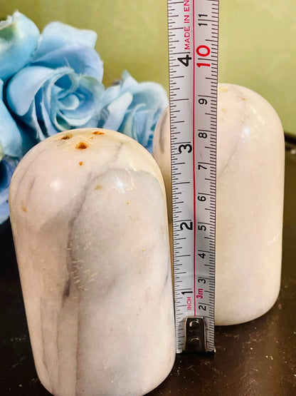 Vintage Marble Salt & Pepper Shakers Set of 2, 4 Inch
