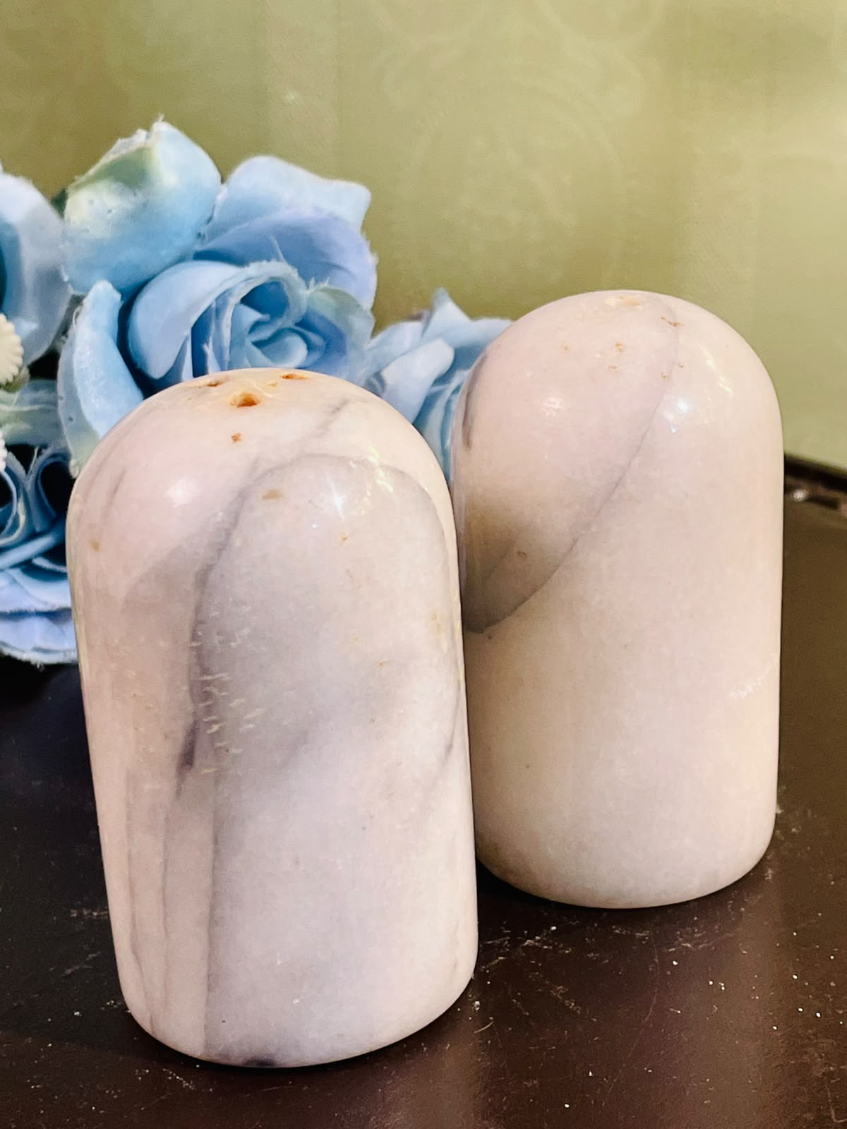 Vintage Marble Salt & Pepper Shakers Set of 2, 4 Inch