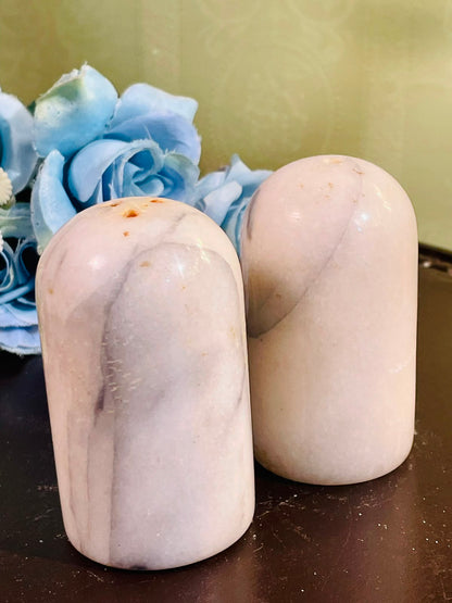 Vintage Marble Salt & Pepper Shakers Set of 2, 4 Inch