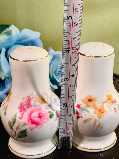 Vintage Floral Ceramic Salt & Pepper Shakers Set of 2, 4 Inch