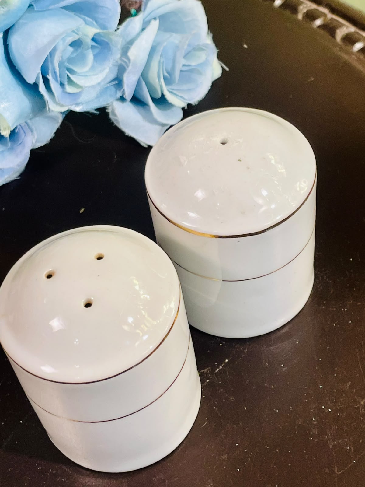 Vintage White Ceramic Salt & Pepper Shakers Set of 2, 3 Inch
