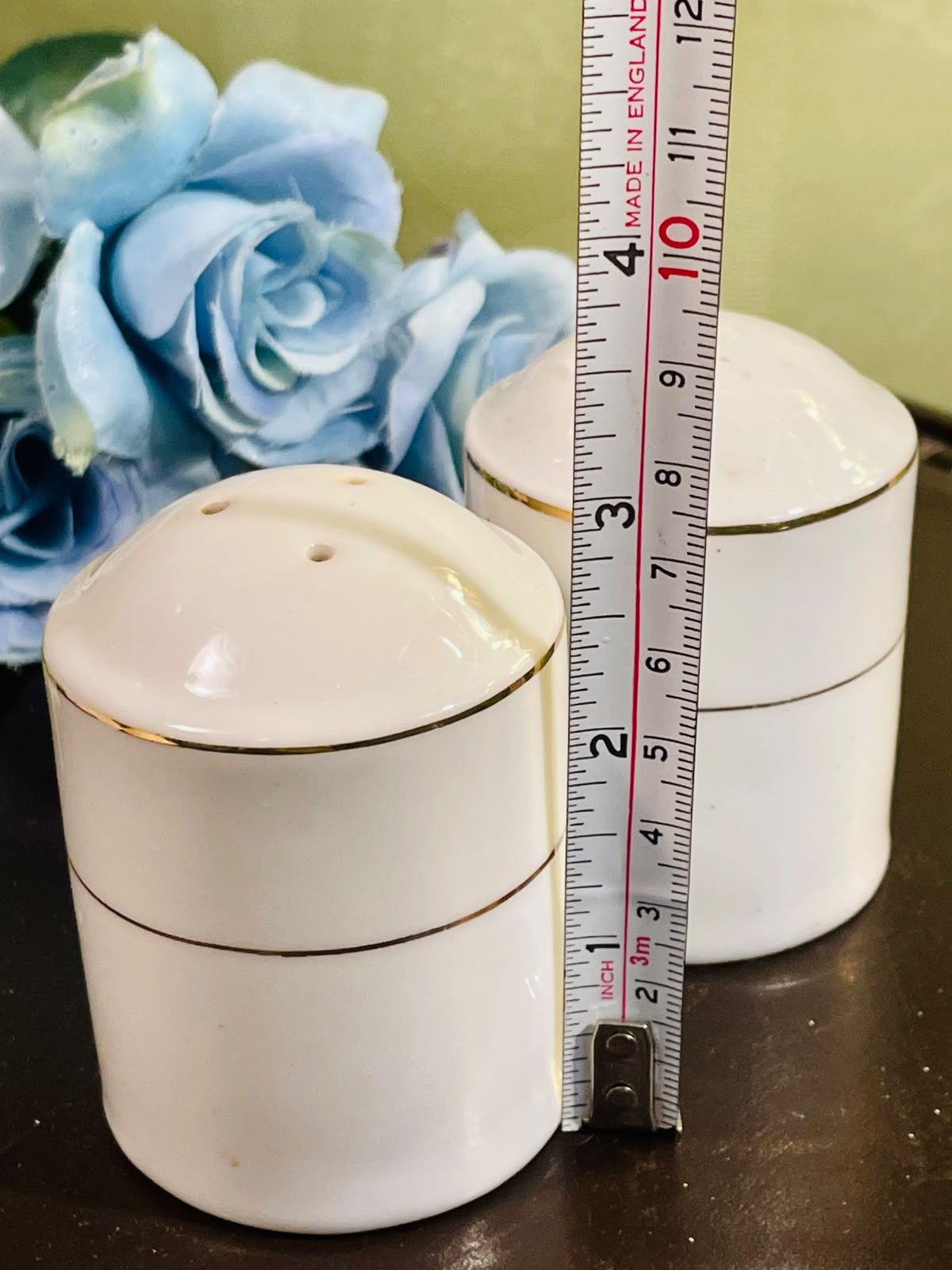 Vintage White Ceramic Salt & Pepper Shakers Set of 2, 3 Inch