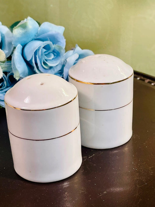Vintage White Ceramic Salt & Pepper Shakers Set of 2, 3 Inch