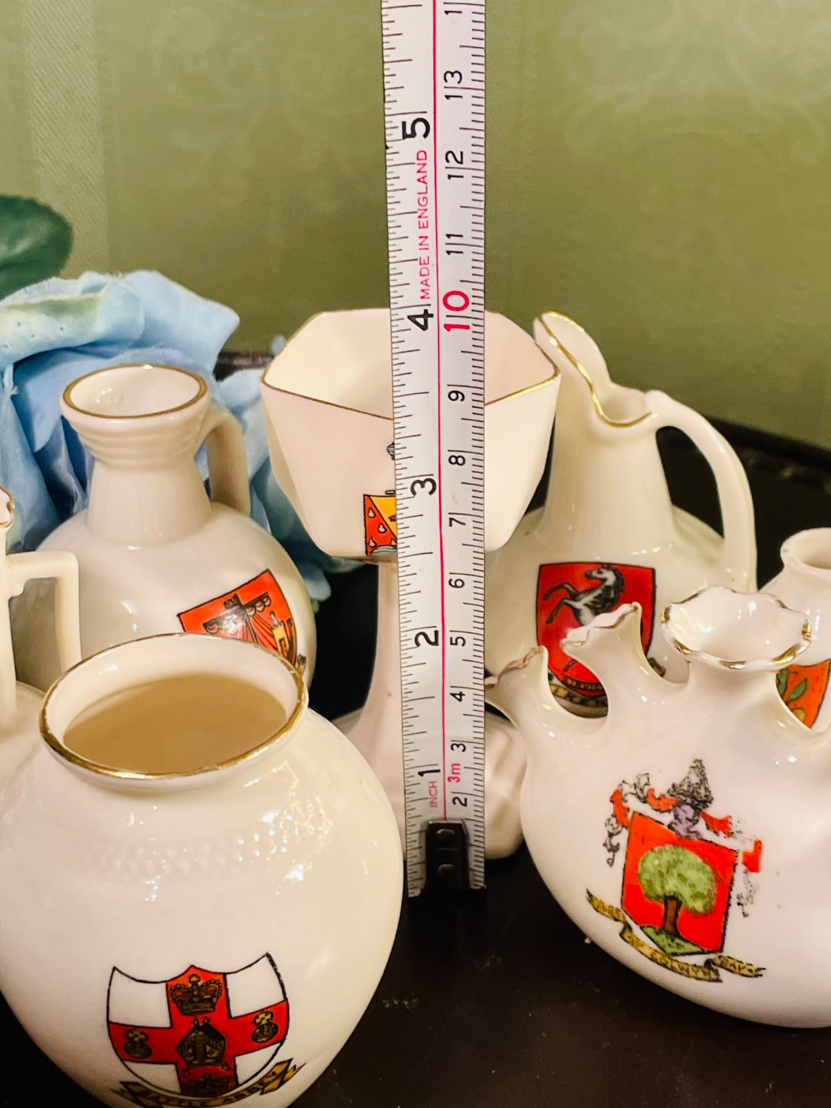 English Crested Ware 7 Piece Decorative Vessel Collection