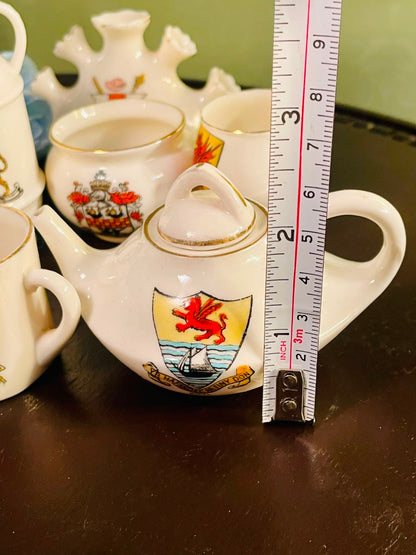 English Crested Ware 7 Piece Decorative Collection