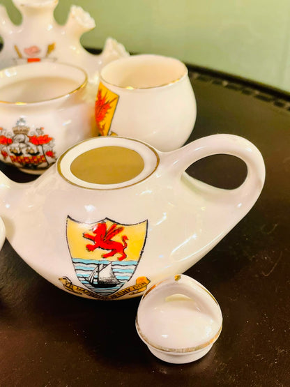 English Crested Ware 7 Piece Decorative Collection